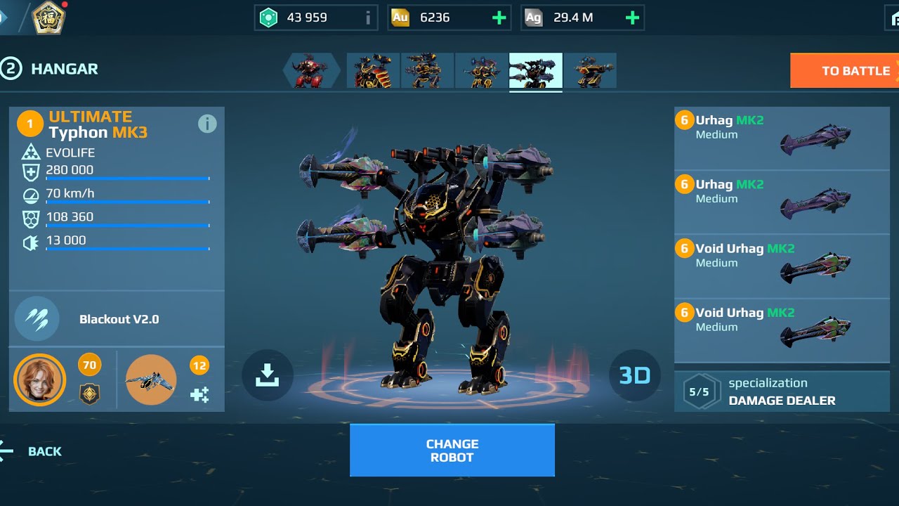 Typhon Laser beams | Urhag Weapon War Robots Gameplay 