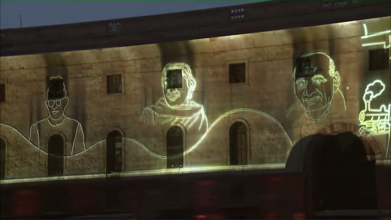 A stunning lazer show showcasing India's journey during Beating Retreat ceremony