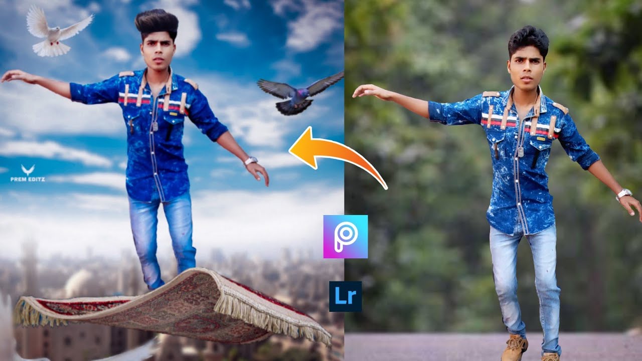 Aladdin Flying Carpet Photo Editing Picsart tutorial step by step in Hindi ||Prem photo editing ||