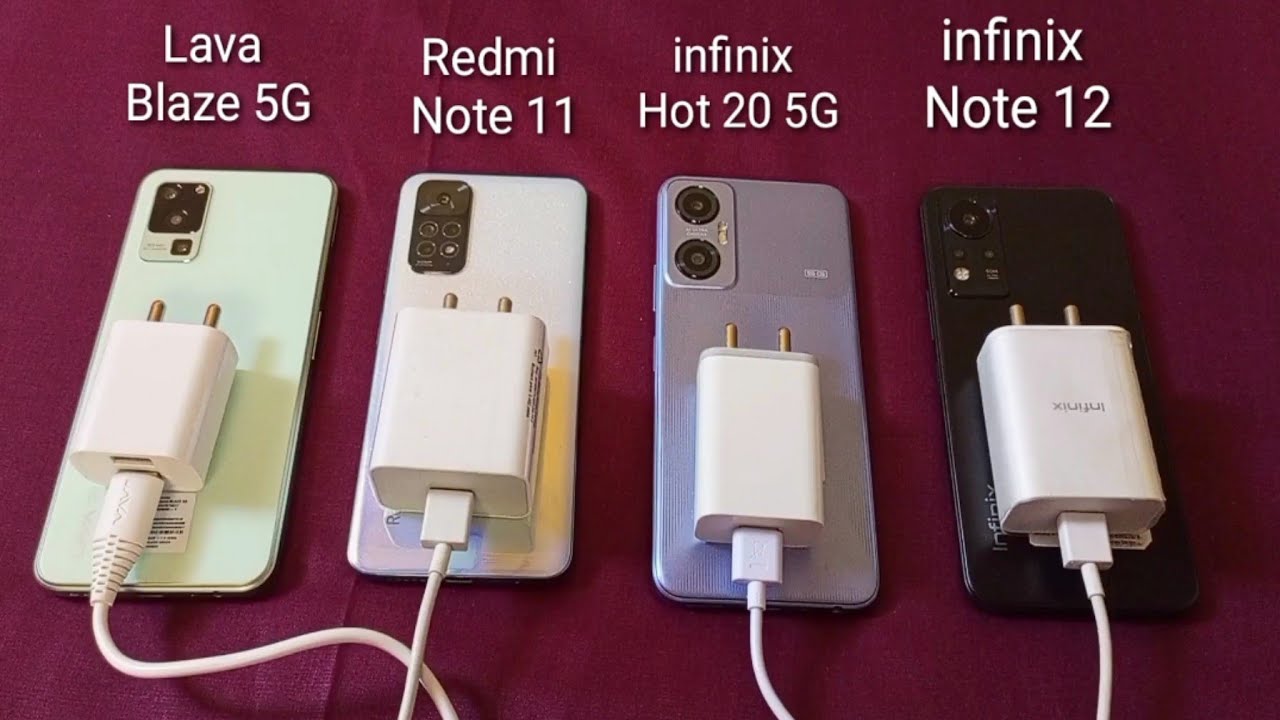 Lava Blaze 5G Vs Redmi Note 11 Vs Infinix Hot 20 5G Vs Infinix Note 12 CHARGING TEST ( 0 To 100% )
