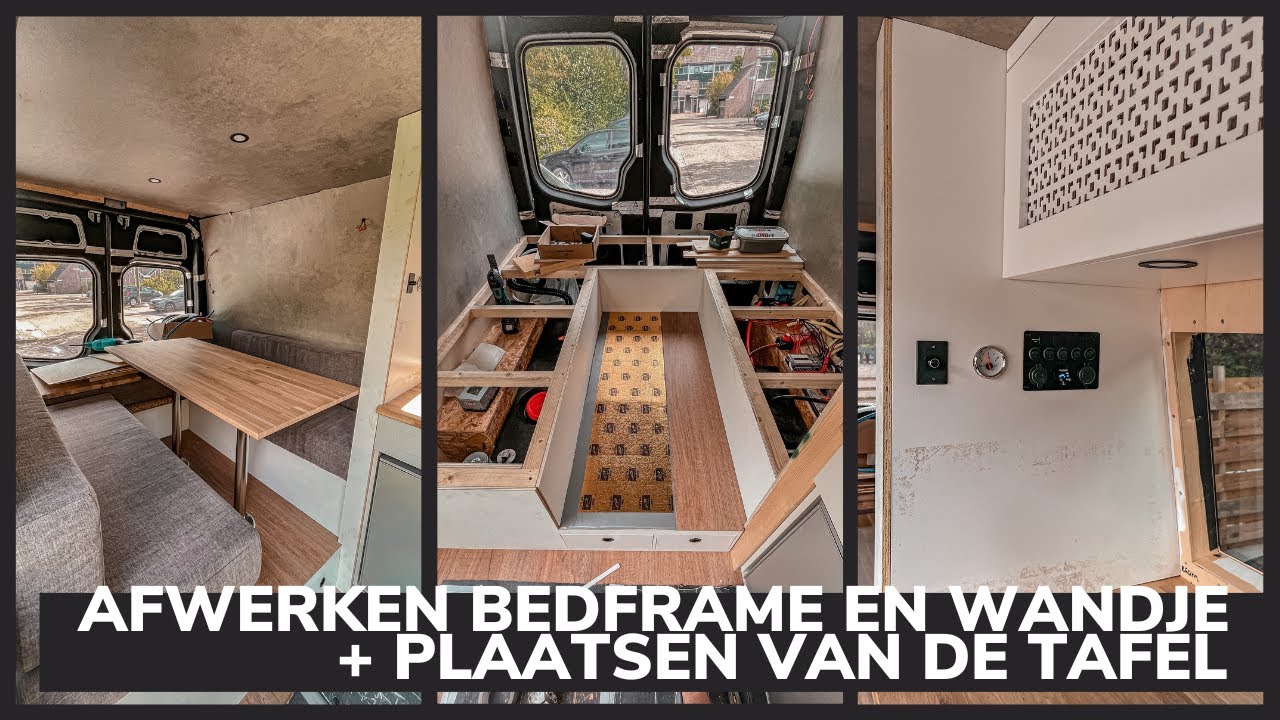 Afwerken bedframe en wand | Tafel plaatsen | Lades monteren | Eerste camperbouw fout ontdekt!!