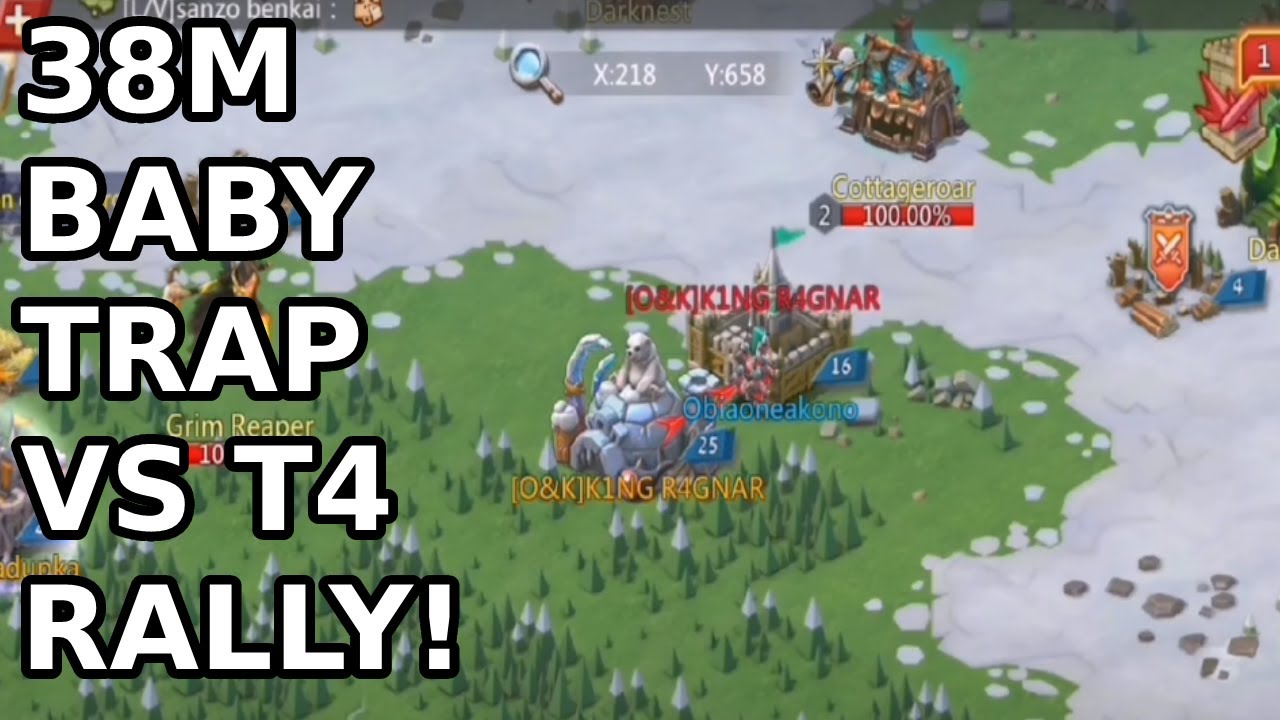 38m BABY TRAP EATS T4 RALLY! HOW TO BABY TRAP IN OPEN KINGDOMS! Lords Mobile.