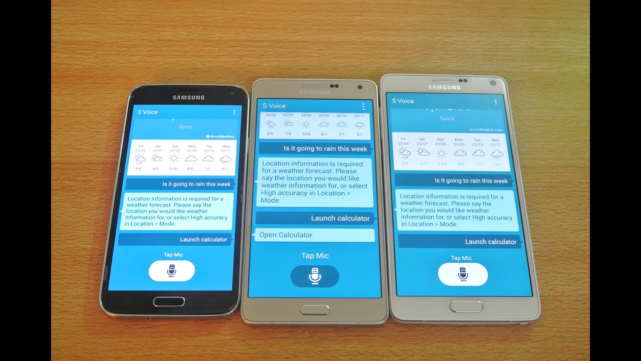 Сравнение скорости голосовой связи Samsung Galaxy A7, Galaxy Note 4 и Galaxy S5-S (HD).