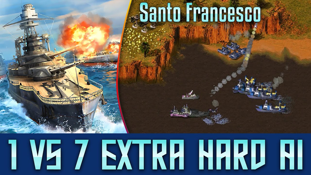 1 vs 7 Extra Hard AI - (Santo Francesco) C&C Red Alert 2 Yuri's Revenge