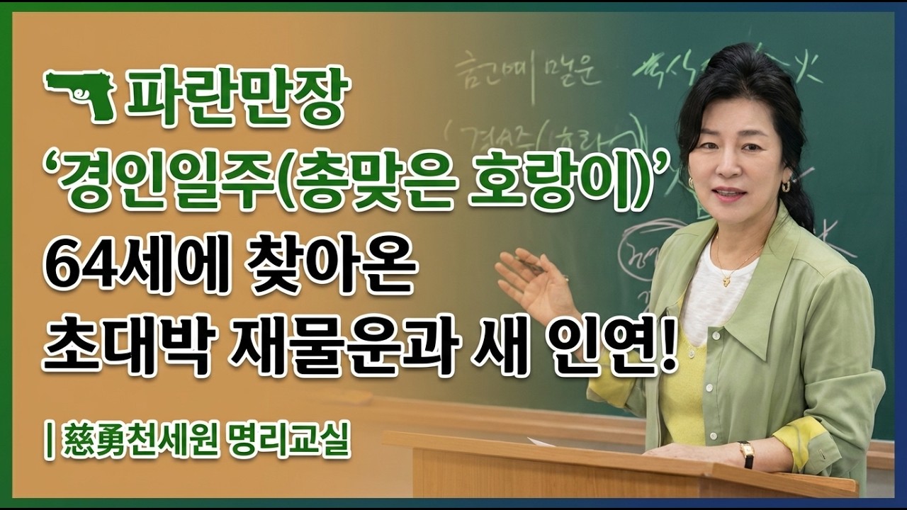 🔫 파란만장 '경인일주(총맞은 호랑이)', 64세에 찾아온 초대박 재물운과 새 인연! | 慈勇천세원 명리교실