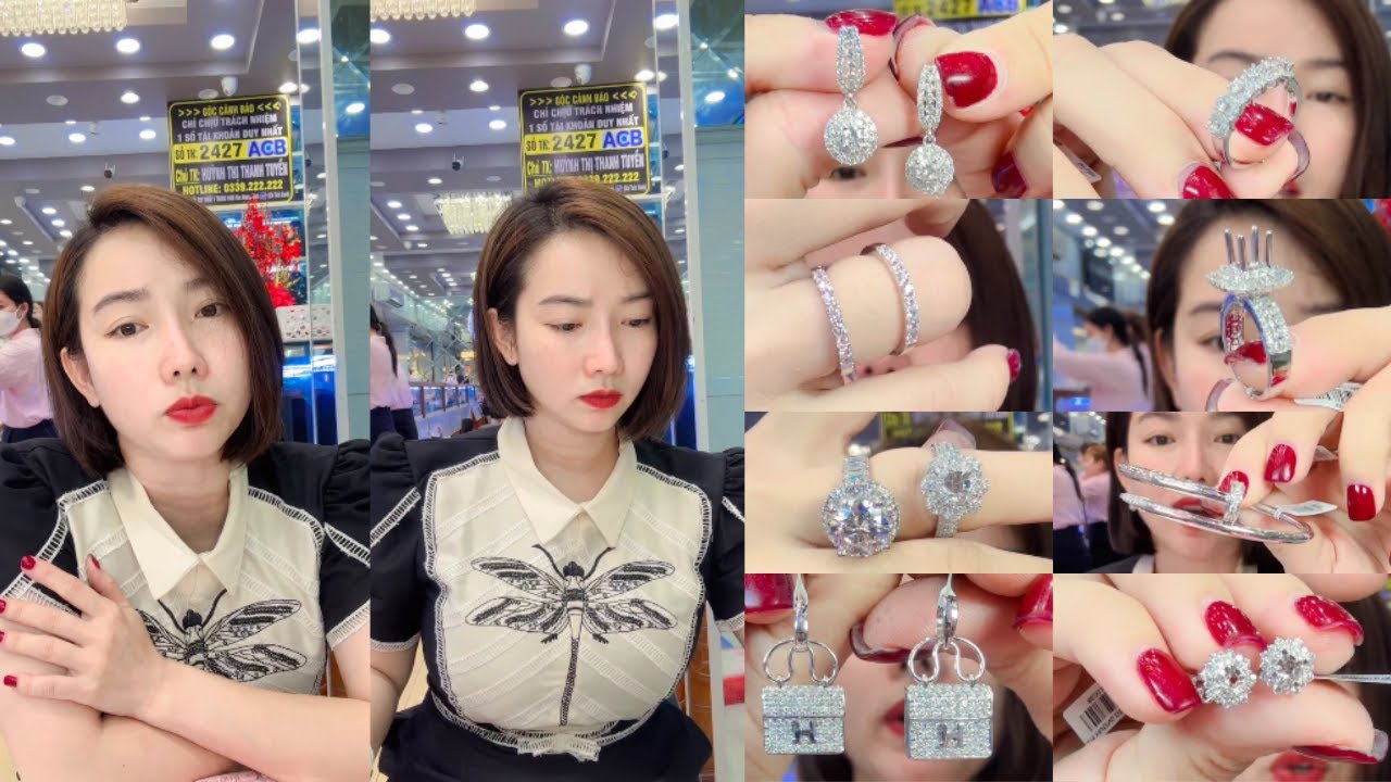 Tiệm vàng Kim Hương Dinh Livestream Bán Vàng bạch kim 750 Sale Vàng Hồng Dây, Nhẫn Xoàn, Vòng