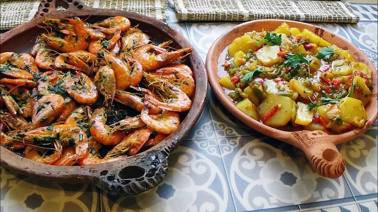 Crevettes sautées ail et persil accompagnées de Pommes de terre sautées