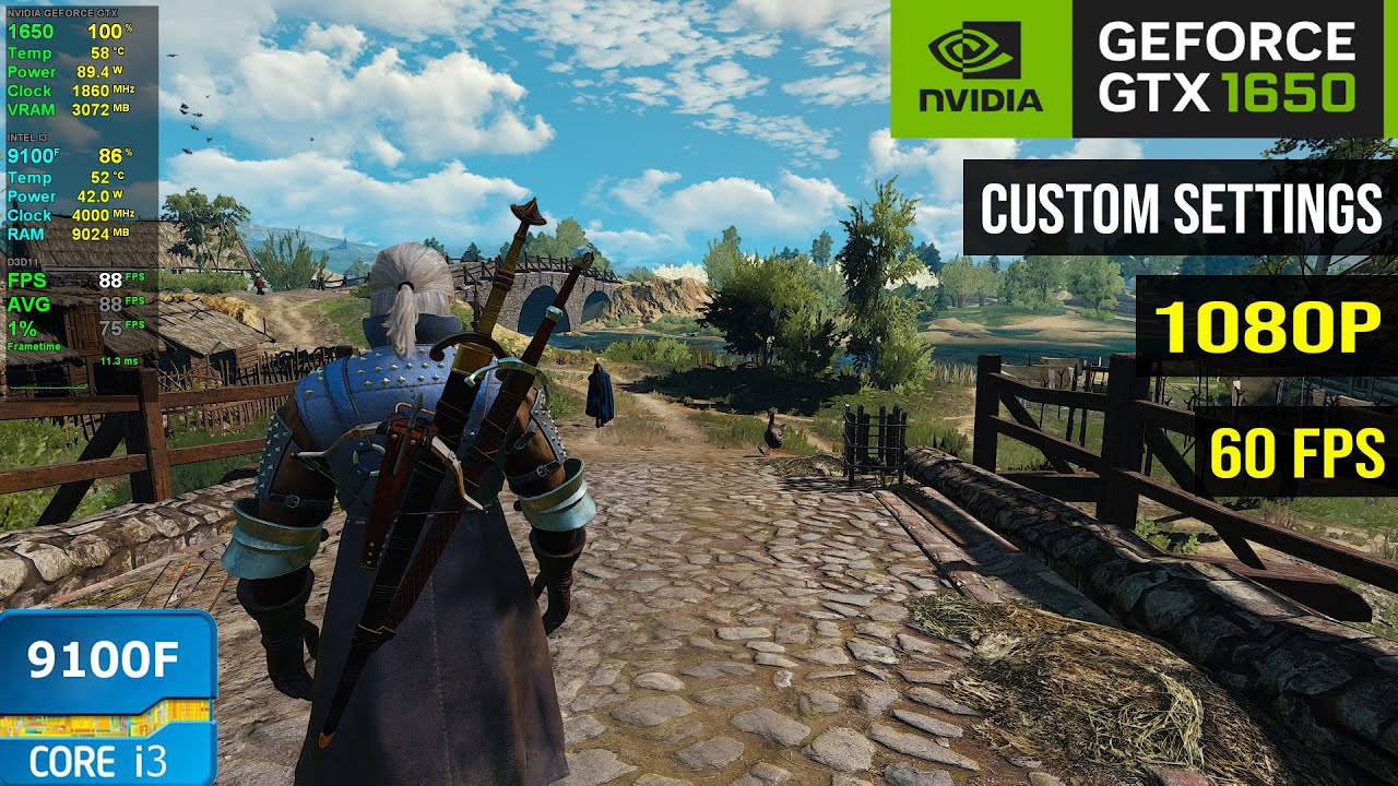 GTX 1650 - The Witcher 3 Next Gen - 1080p60 Custom Settings (i3 9100F)