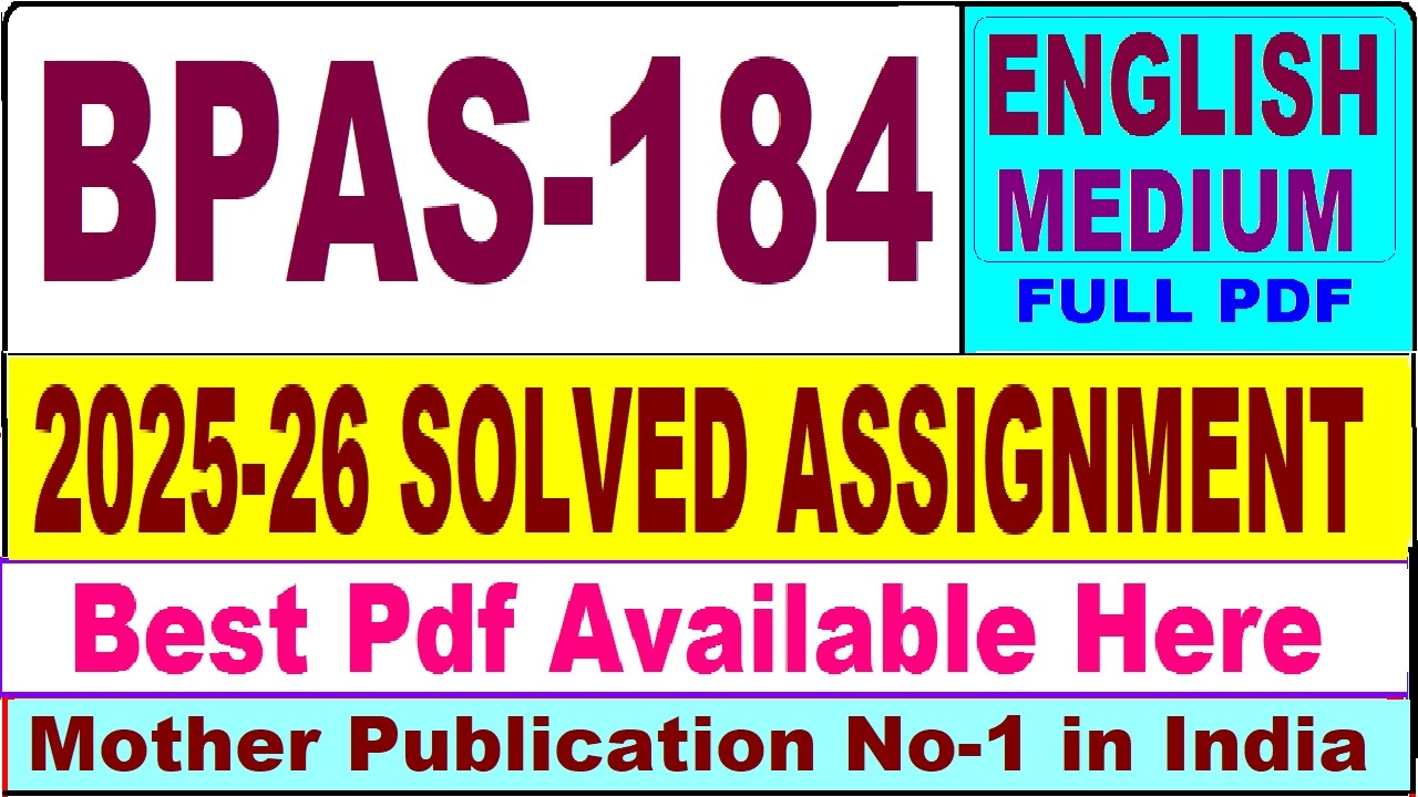 BPAS 184 solved assignment 2025-26 || bpas 184 solved assignment 2026 in English || ignou bpas184