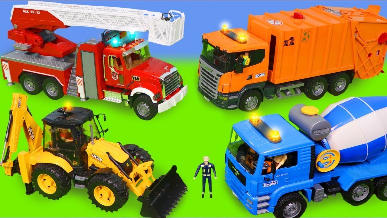 Excavadora, Buldocer, Cami&oacute;n de la basura,  Carros juguetes Cargadora coche - Excavator Toys