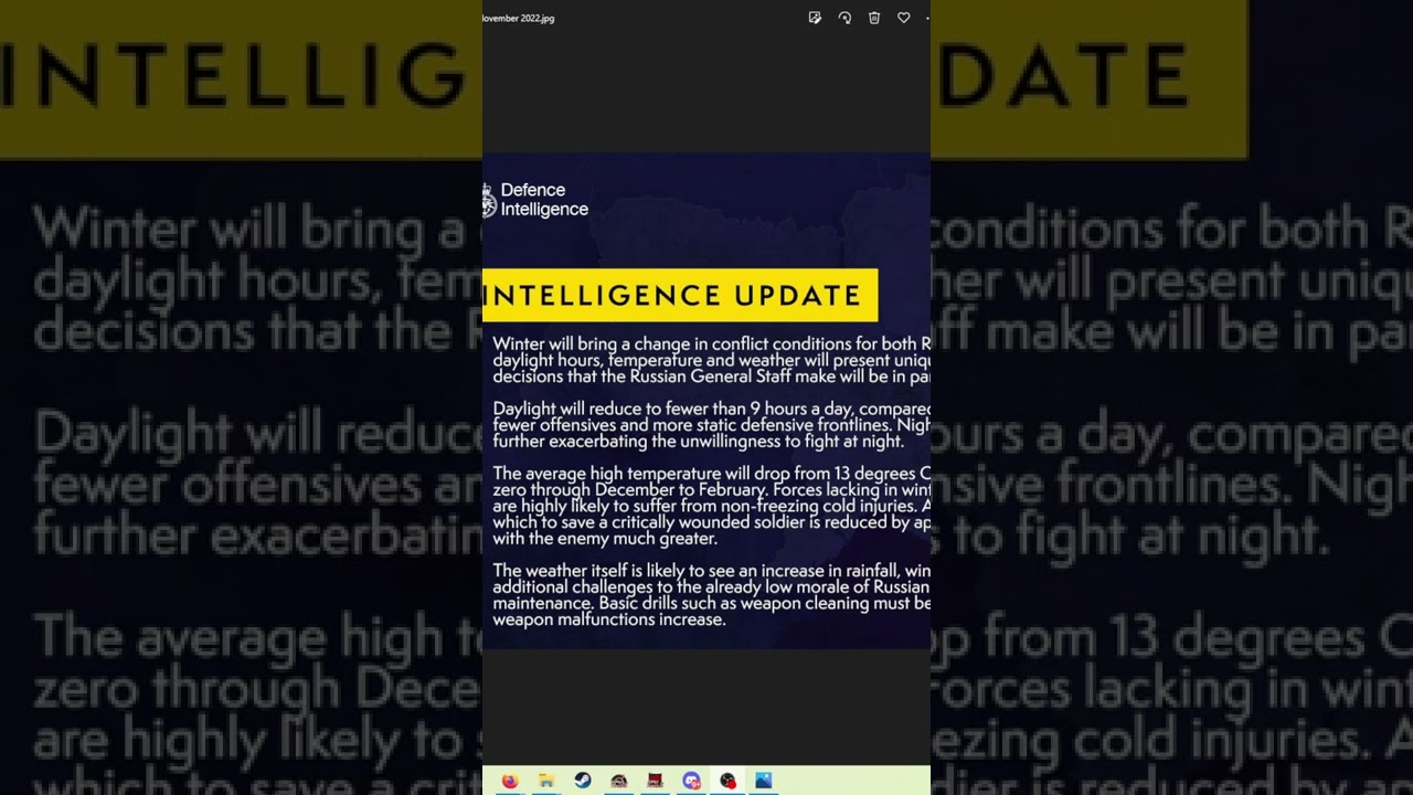 New Intelligence Update on the War in Ukraine 14 Nov. - Crisis Report