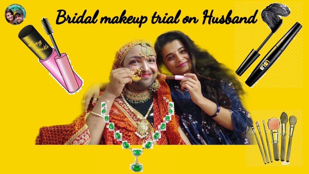 Wife makes her husband a Kumauni Bride 😜 | Husband Makeup 💄