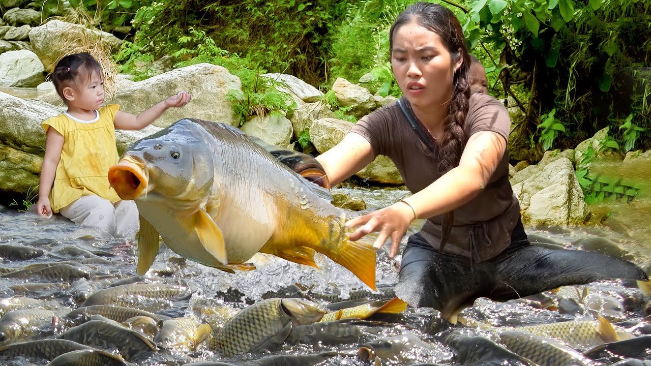Our Lucky Day Catching Giant River Fish for Sale and Making Porridge for the Family