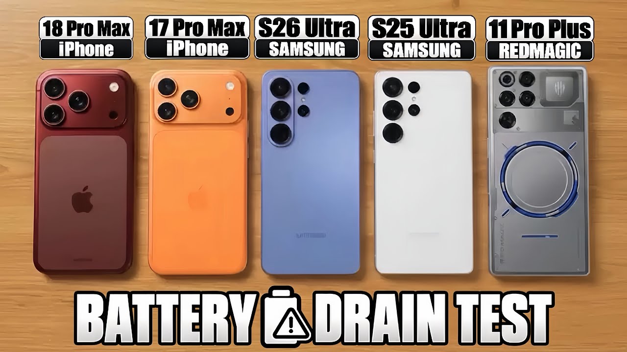 iPhone 18 Pro Max vs 17 Pro Max vs S26 Ultra vs S25 Ultra vs RedMagic 11 Pro+ Battery Drain Test 🔋⚡️