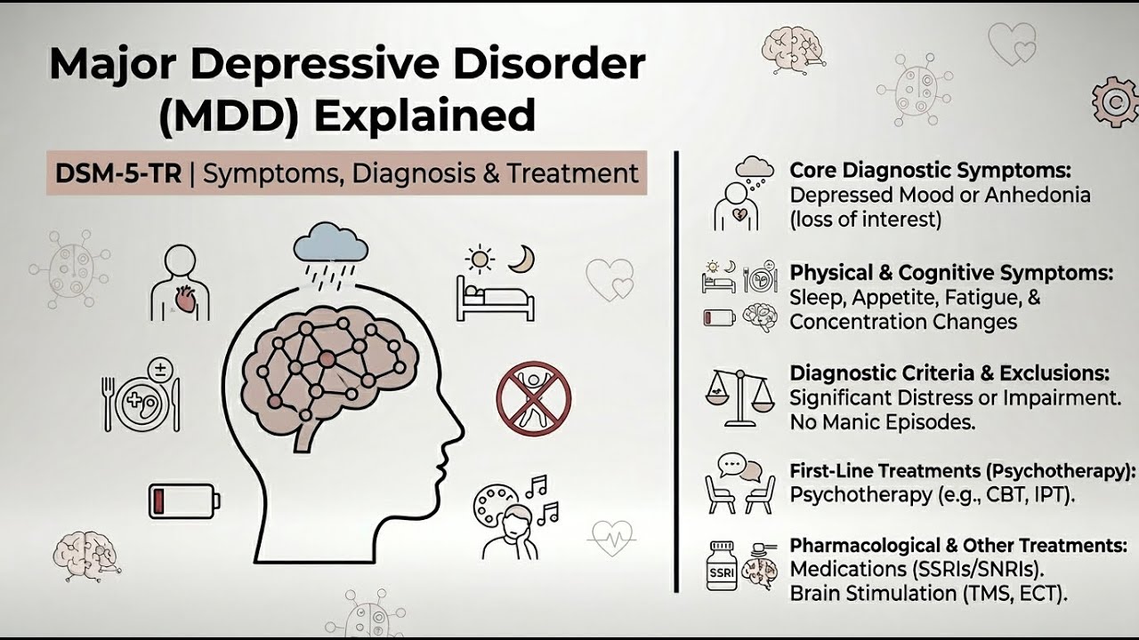 Большое депрессивное расстройство: объяснение (DSM-5-TR) | Симптомы, диагностика и лечение