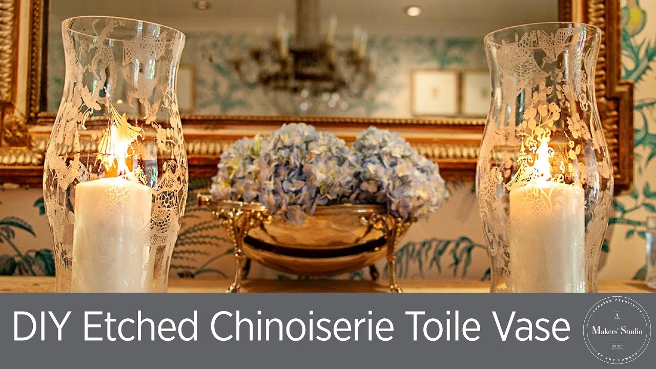 Etched Chinoiserie Toile Vase