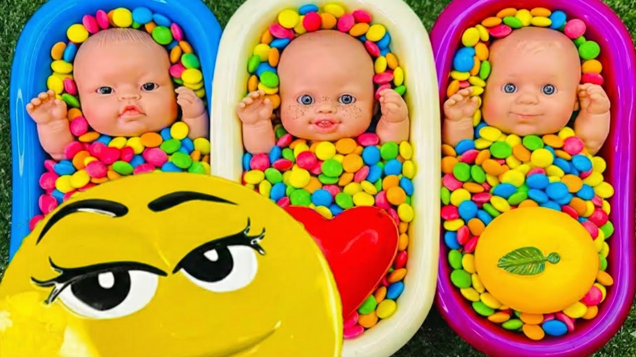 47 Minutes Satisfying Video | Mixing Funny Candy ASMR & Make Up in 3 Bathtubs with Baby Shark Slime