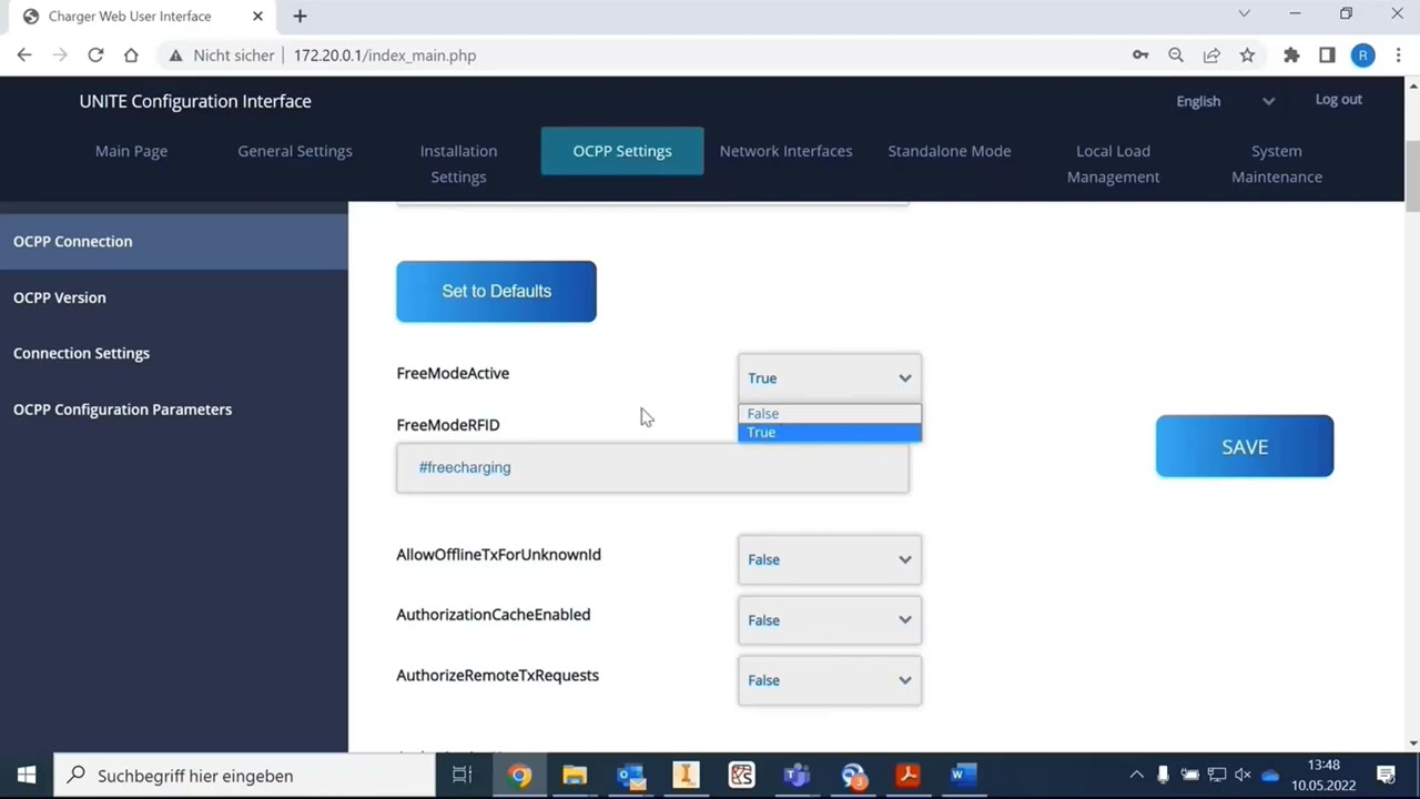 Webasto UNITE - WebUI Configuration