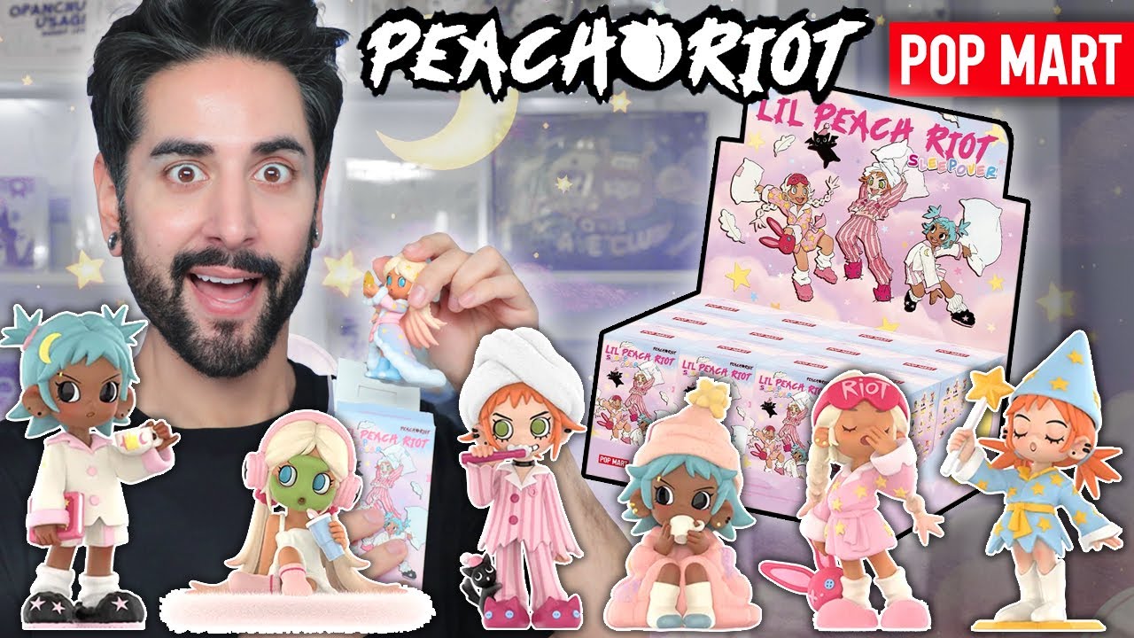 Pop Mart  🍑 LIL PEACH RIOT - Sleepover Series  🌙 Blind Box Unboxing (Full Series) 💜💜