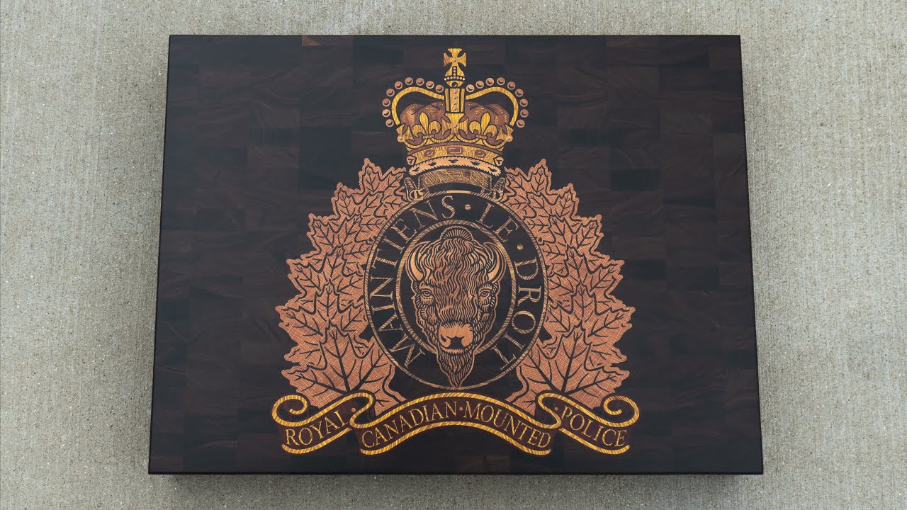 Royal Canadian Mounted Police board. Making process. CNC inlay.