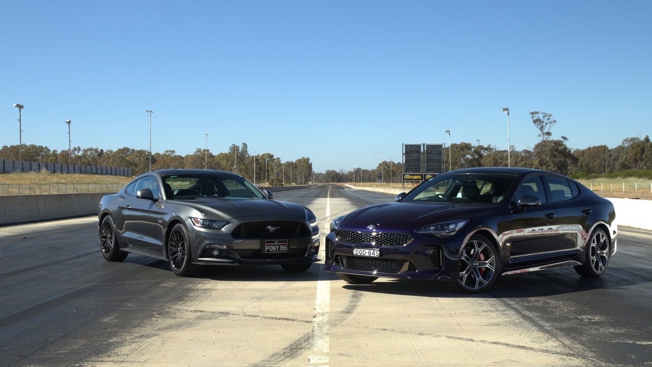 Ford Mustang GT v Kia Stinger GT Drag Race | motoring.com.au