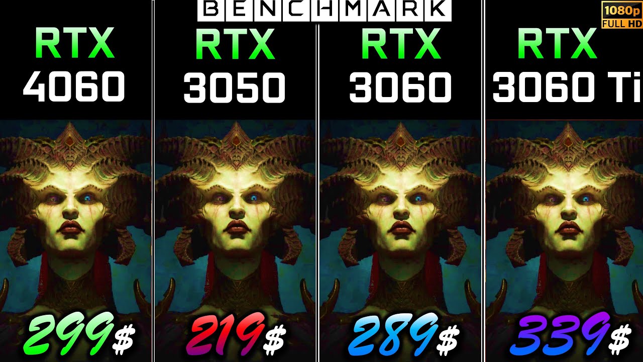 RTX 4060 vs RTX 3050 vs RTX 3060 vs RTX 3060 Ti // Test in 10 Games // 1080p // Benchmark