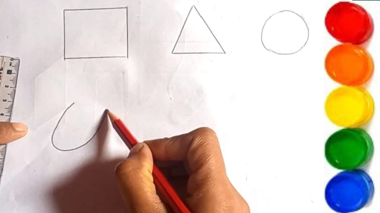 Draw a beautiful shapes and coloring, easy geometrical design, arts 