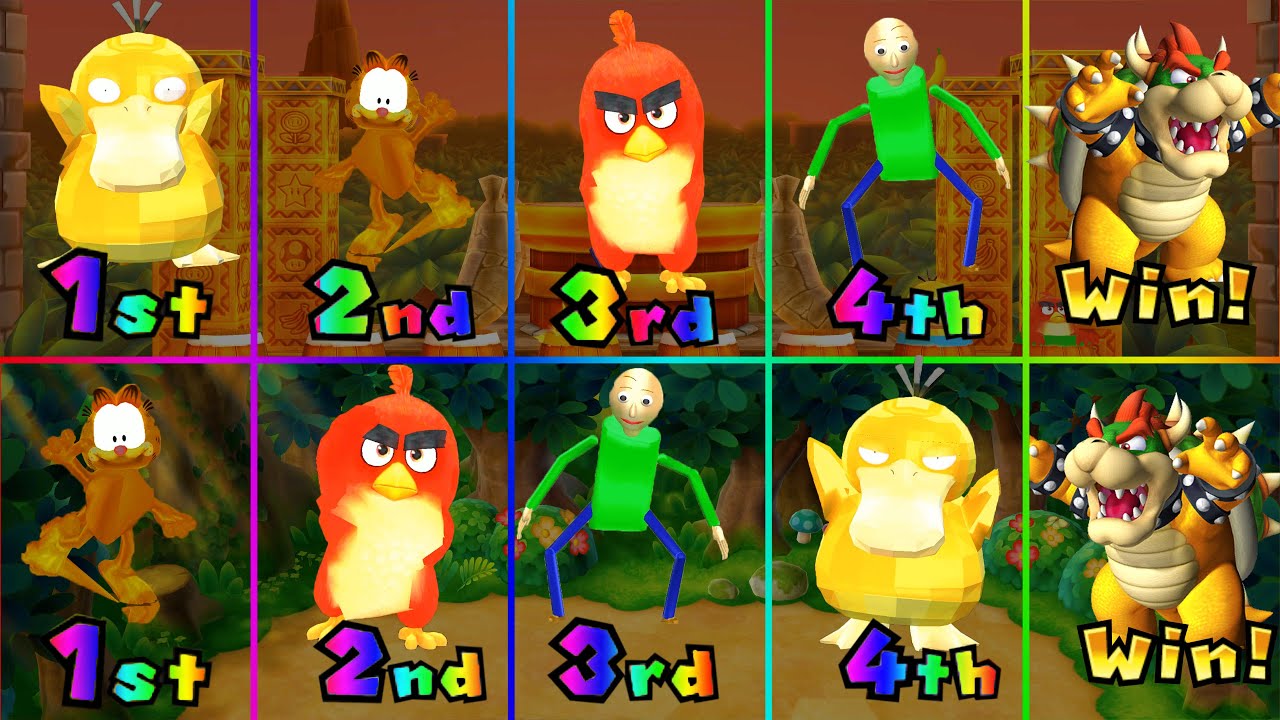 Mario Party 9 - Psyduck vs Baldi vs Grover vs Angry Bird #MarioGame