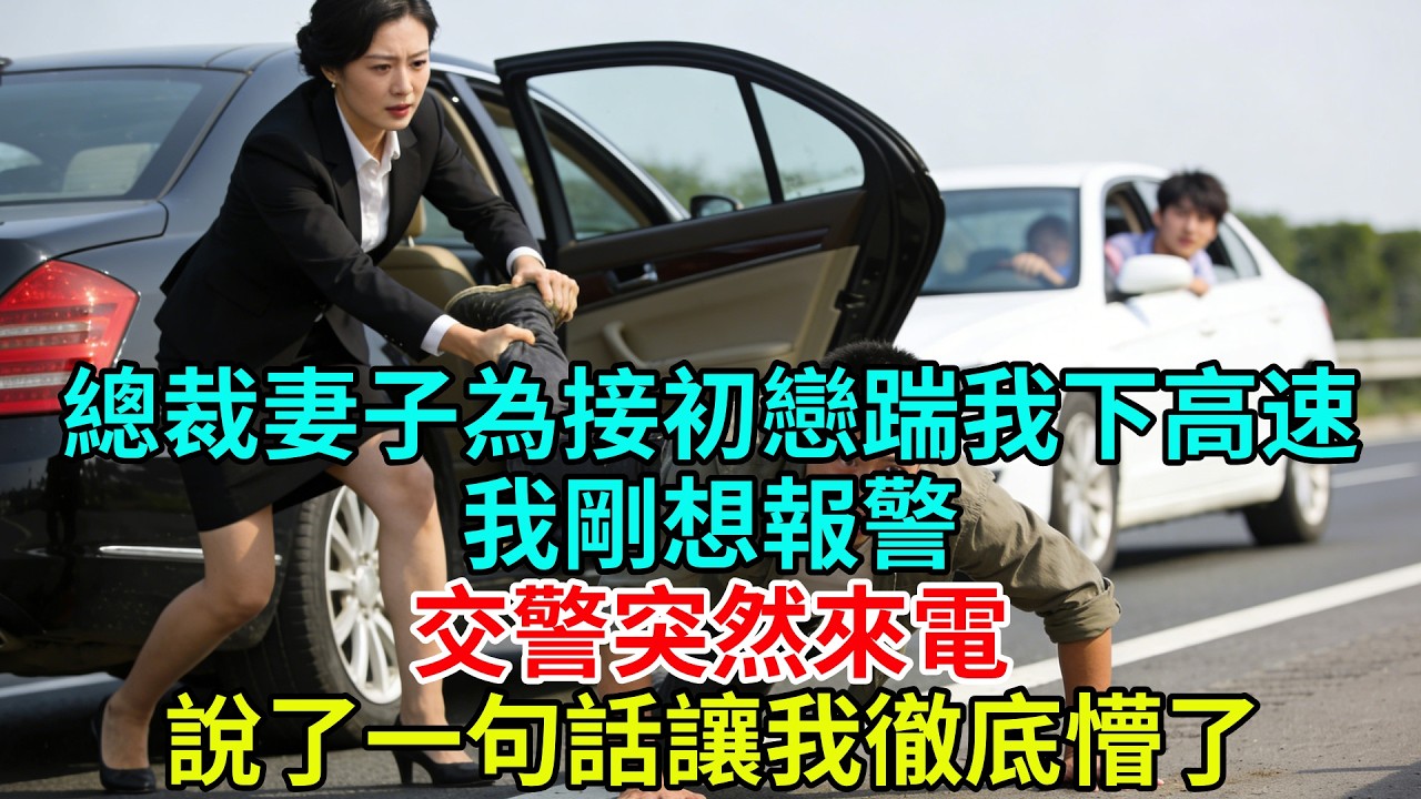 總裁妻子為接初戀踹我下高速，剛想報警，交警來電：您妻子的車已墜崖#故事頻道#故事#情感故事