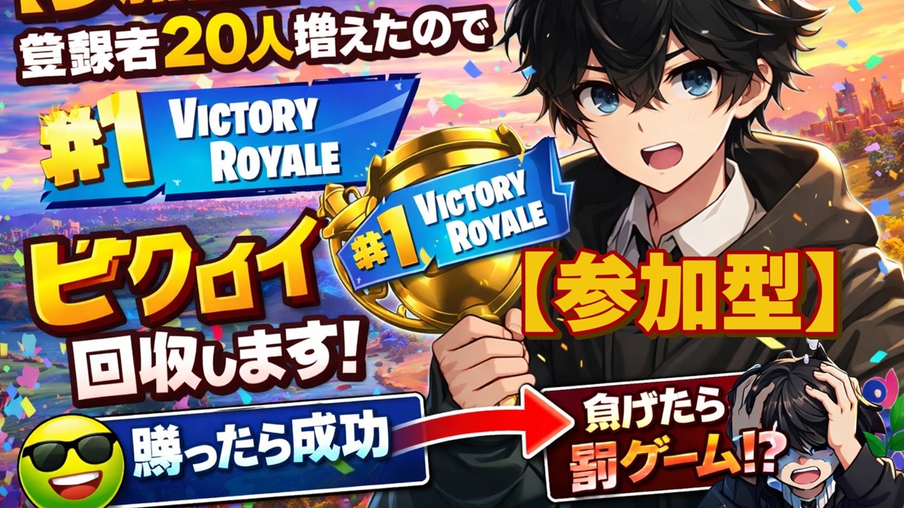 【参加型】登録者20人増えたのでビクロイ回収します。負けたら罰ゲーム【フォートナイト/Fortnite】