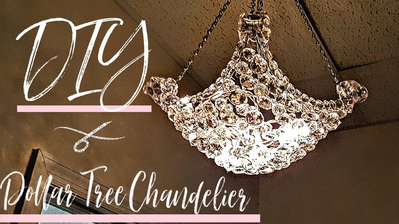DIY Chandelier w/ mostly Dollar Tree items | Glam Decor | Light Fixture | Hanging Lamp | Room decor