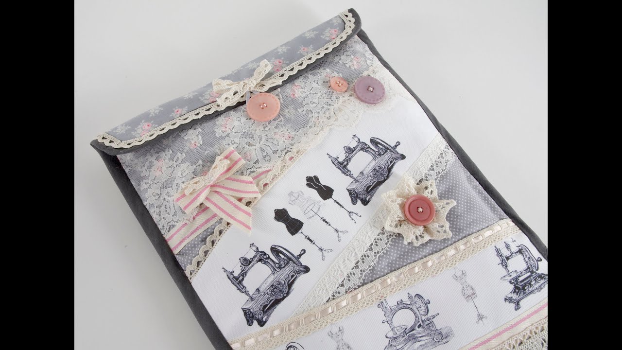 A shabby chic tablet case for you to sew! by Debbie Shore