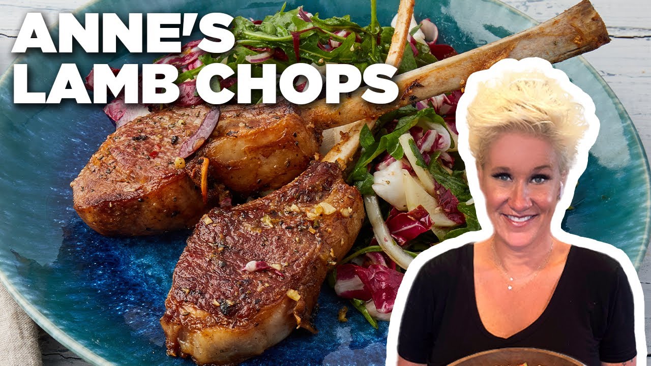 Anne Burrell's Lamb Chops with Fennel, Arugula, Red Onion and Black Olive Salad | Food Network