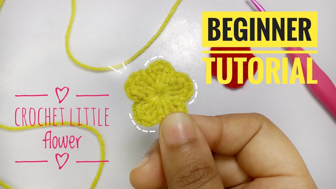Step by step little flower tutorial. Crochet flower for absolute beginners!! (English)