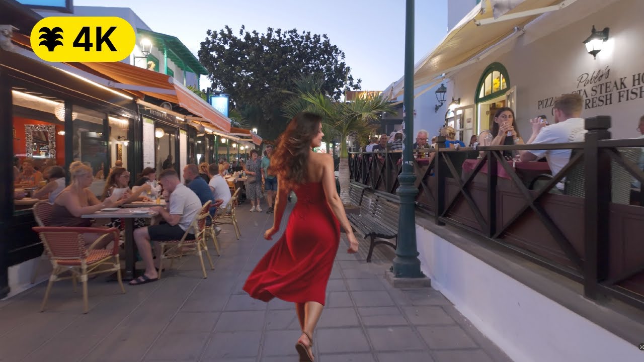 Costa Teguise Nighlife - Lanzarote Walking Tour 4K