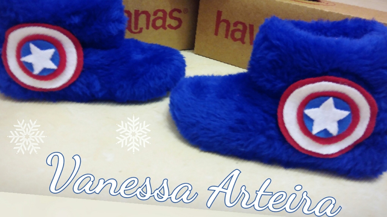 APLIQUE DO CAPITÃO AMÉRICA PARA PANTUFA NA HAVAIANA -VANESSA ARTEIRA