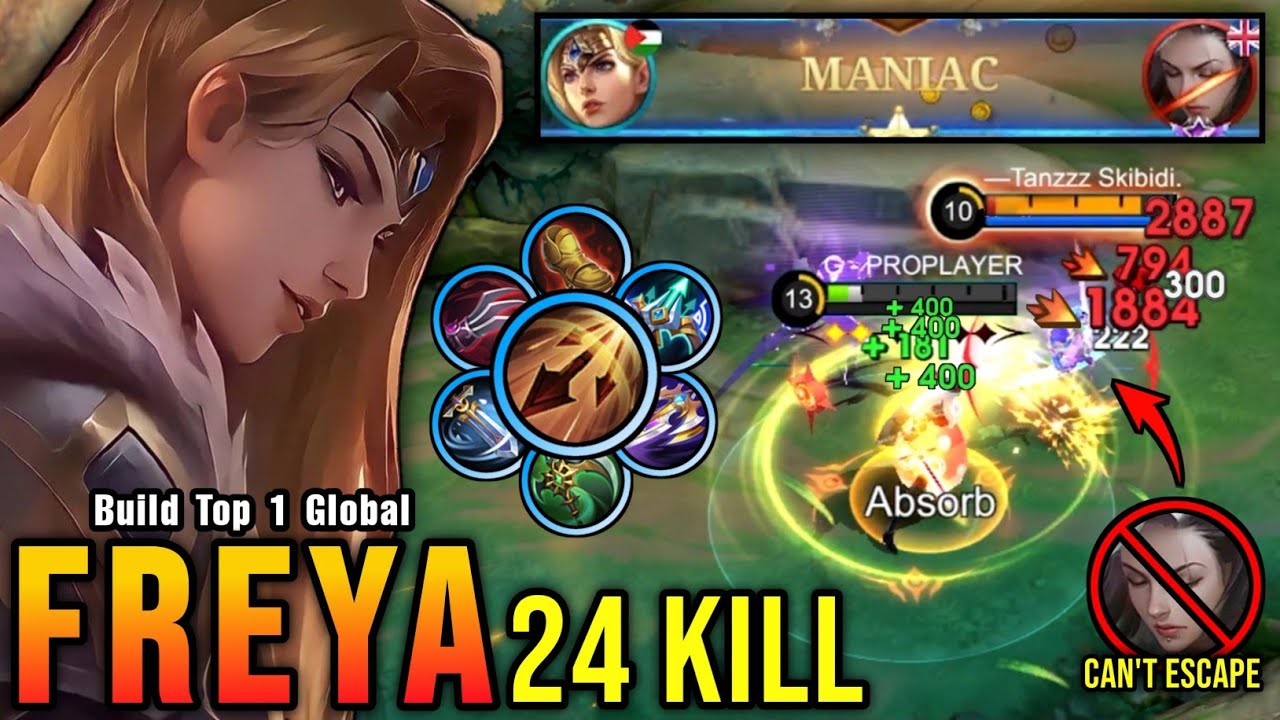 24 Kills + MANIAC! Freya Maximum ATK Speed Build 100% Can't Escape - Build Top 1 Global Freya ~ MLBB