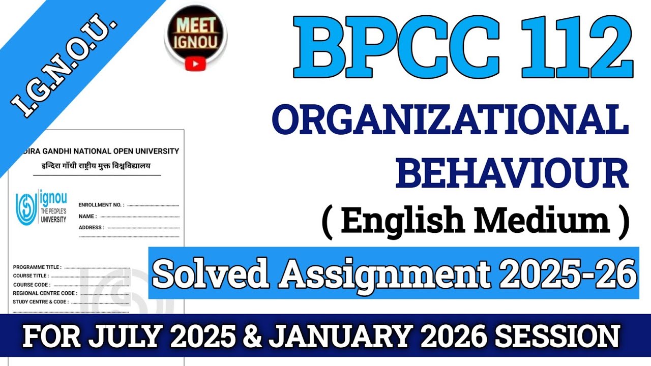 Bpcc 112 Solved Assignment 2025-26 // Organizational Behaviour // #bpcc112 #bpcc_112 #bpcc 