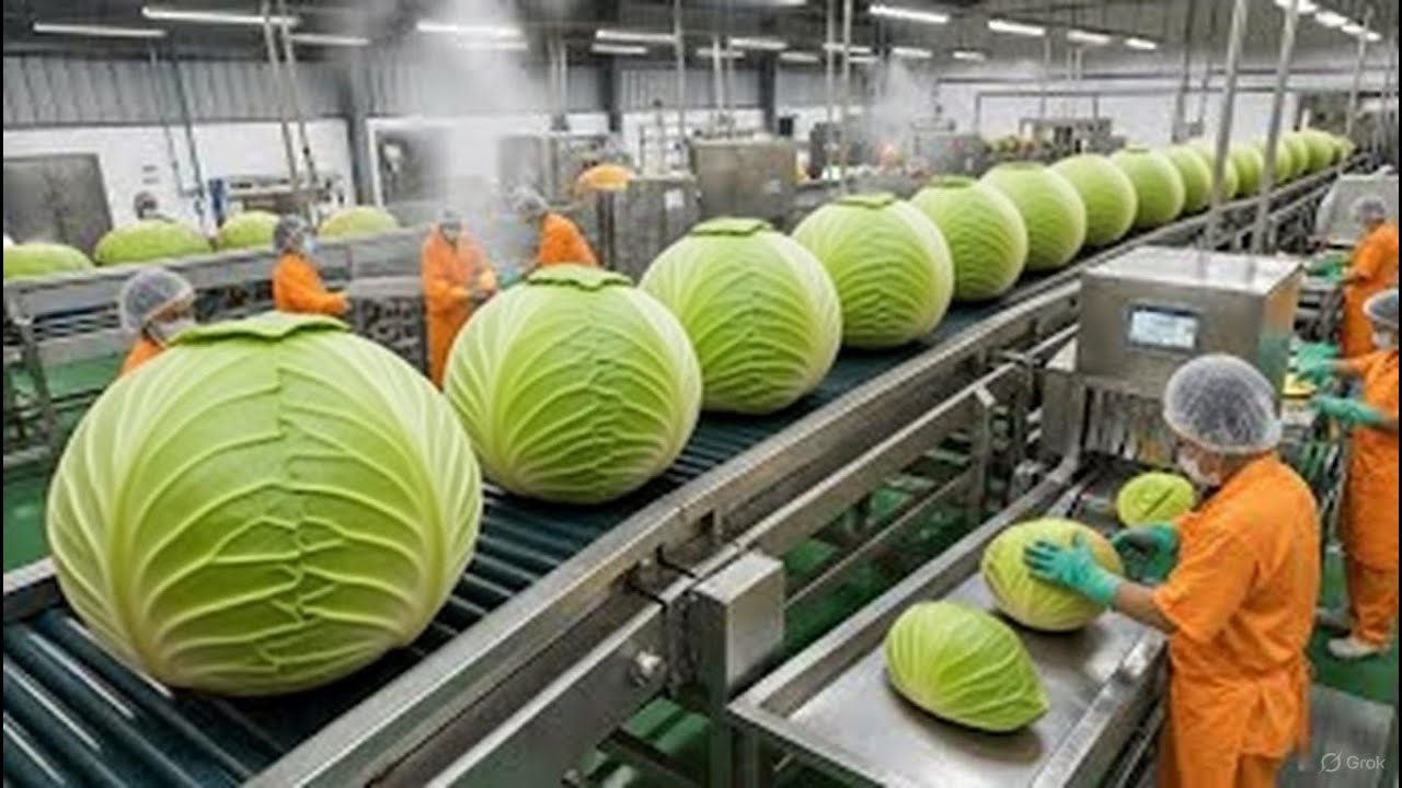 Inside the 100,000 LB Cabbage Factory – HYPNOTIC Shredding of Modern Coleslaw Production(Full Method
