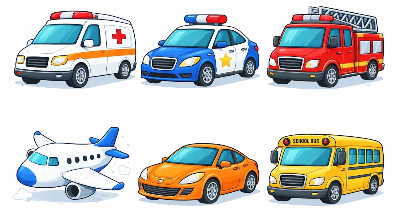 Μαθαίνω Τα Οχήματα, Τα Χρώματα, Την Αλφάβητο | Παιδικά Εκπαιδευτικά Βίντεο 