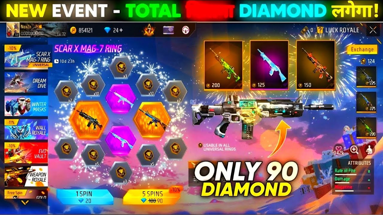 NEW SCAR X MAG 7 RING EVENT FREE FIRE 🔥| TITAN SCAR RETURN EVENT SPIN🤯 | FREE FIRE NEW EVENT
