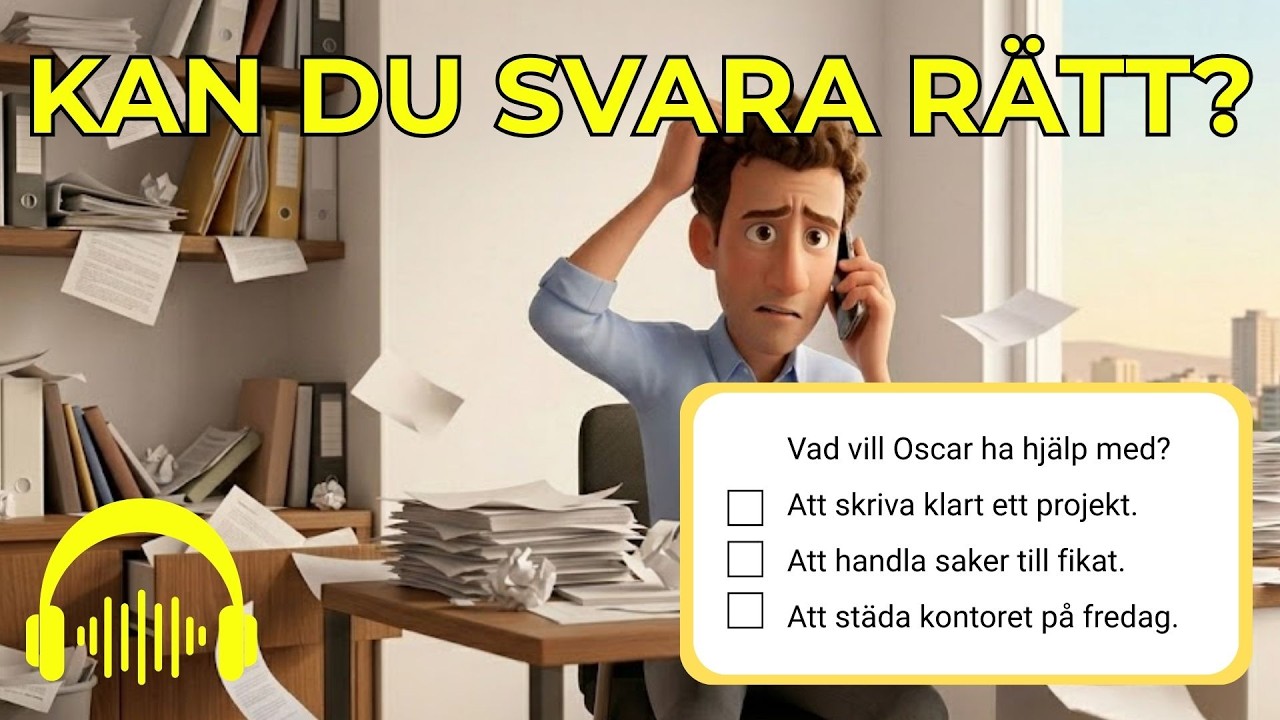 Träna din hörförståelse: Förstår du röstmeddelanden på kontoret? 🎧 (SFI)