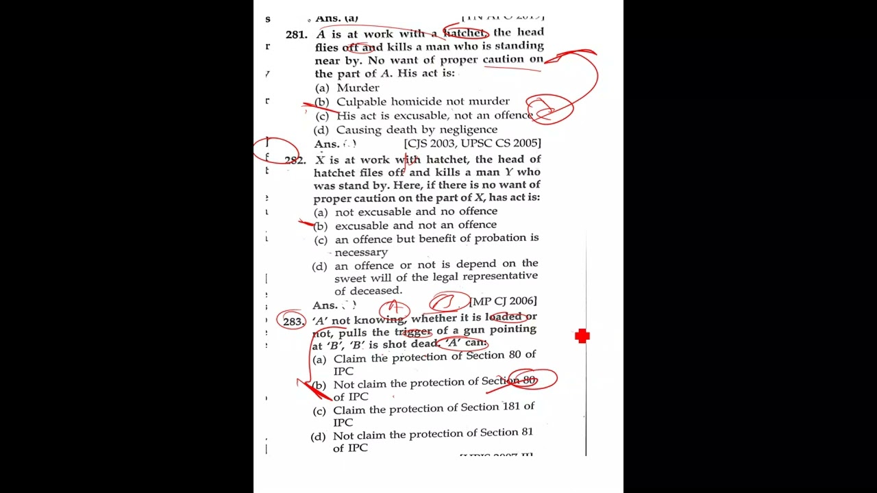 CH IV GENERAL EXCEPTIONS (76-106) part-3 I.P.C, MCQ'S #judiciary #upjudiciary #chattisgarhjudiciary