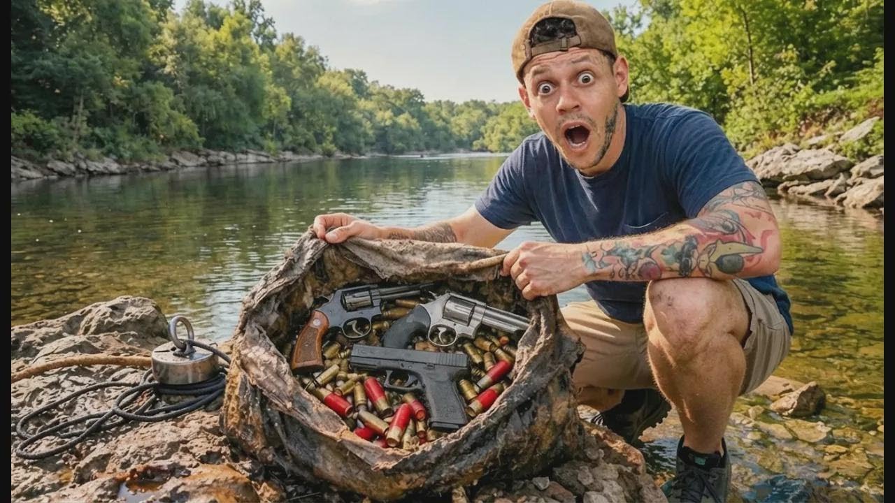 Habe einen Sack voller Waffen und Munition aus dem Wasser gezogen