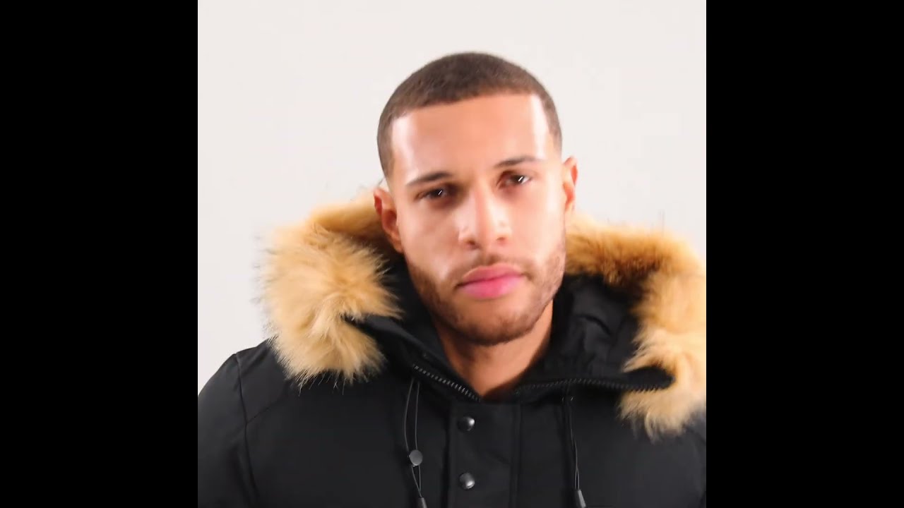 ZAVETTI CANADA Shiny Aylmer Puffer Fur Hooded Bomber Jacket Black Men | FootAsylum
