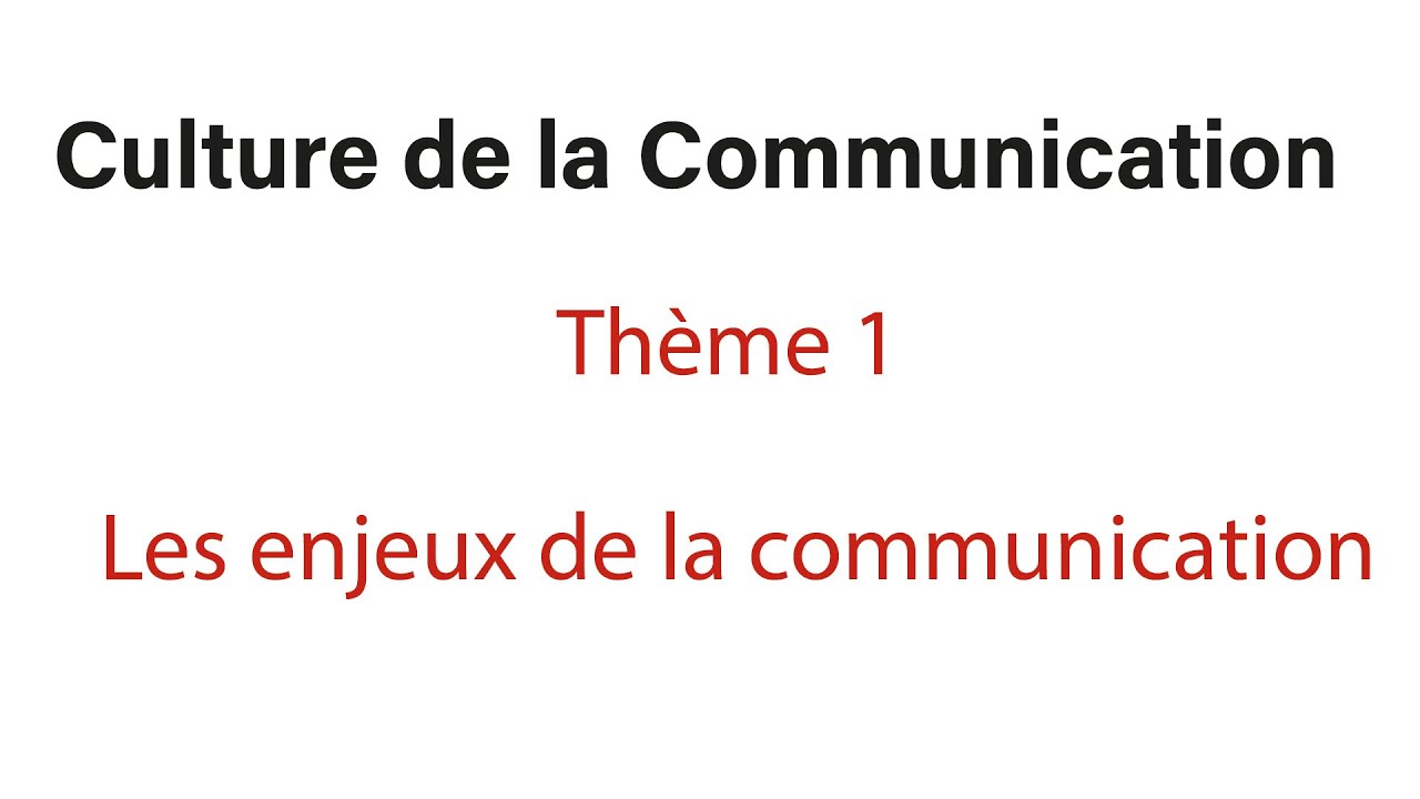 BTS COM: Culture de la COM Thème 1   Les enjeux de la communication