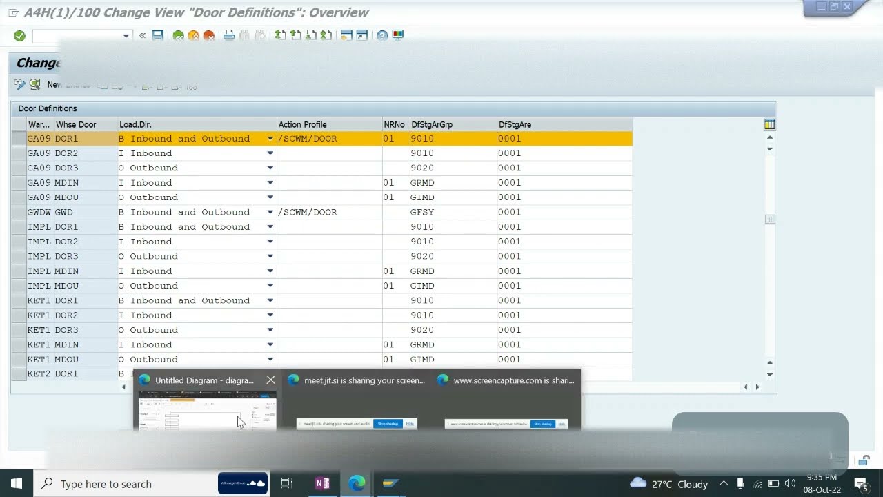 8 Oct Door Work center and POSC Configuration