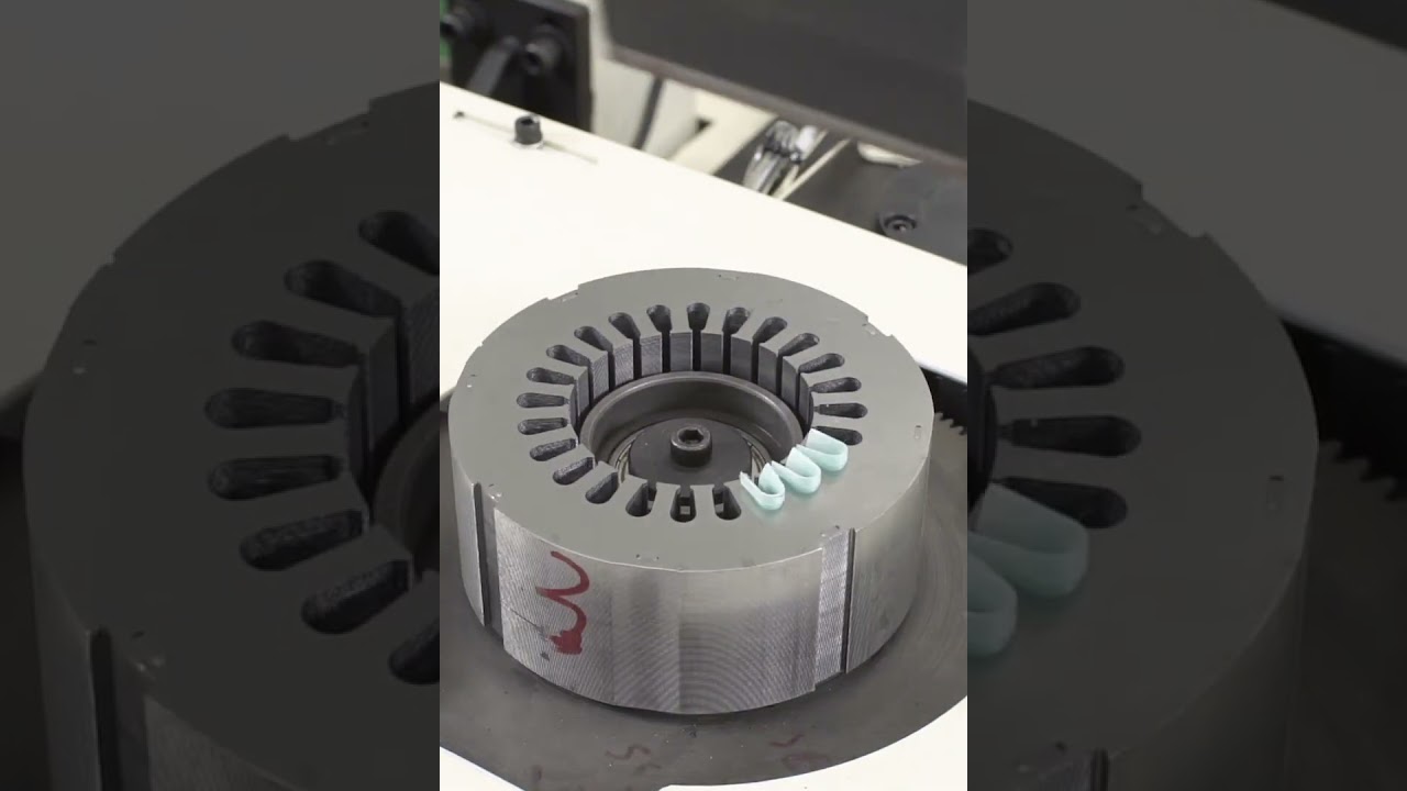Washing machine motor stator slot insulation process #factory #manufacturing #motor