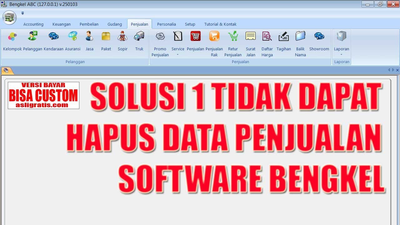 SOLUSI 1 TIDAK DAPAT HAPUS DATA PENJUALAN SOFTWARE BENGKEL