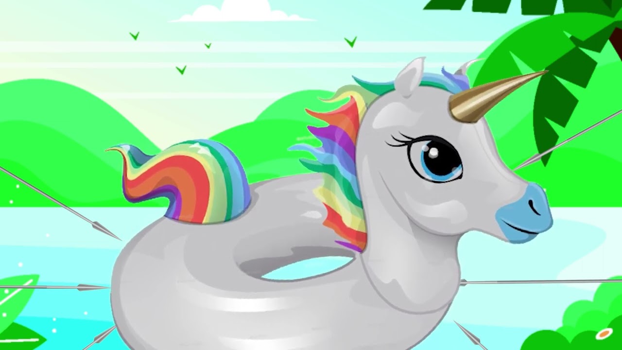 POPPING BOUNCY INFLATABLE UNICORN - ANIMATION - PUNCTURE - HISSING - BOUNCY - DEFLATING